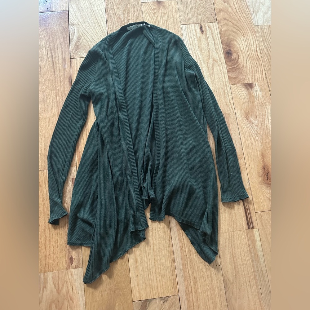Kimchi Blue Urban Outfitters Green Open Front Flyaway Cardigan Sweater